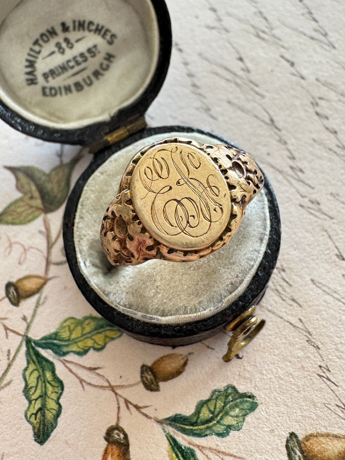 Art Nouveau Jones & Woodland Co. Acorn Signet Ring– Park Avenue Antiques