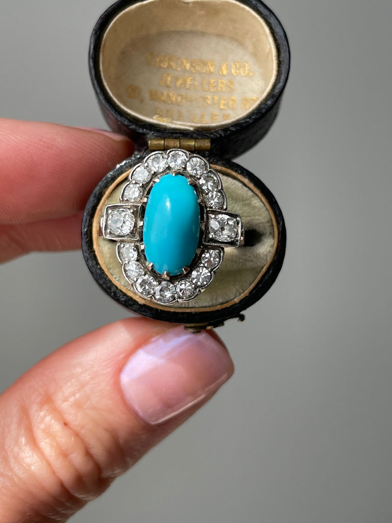 Antique turquoise deals diamond rings