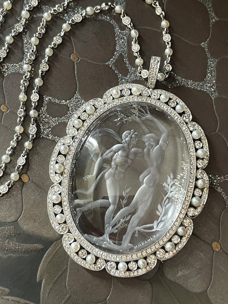 Rock Crystal Intaglio Necklace of Apollo and Daphne Park Avenue