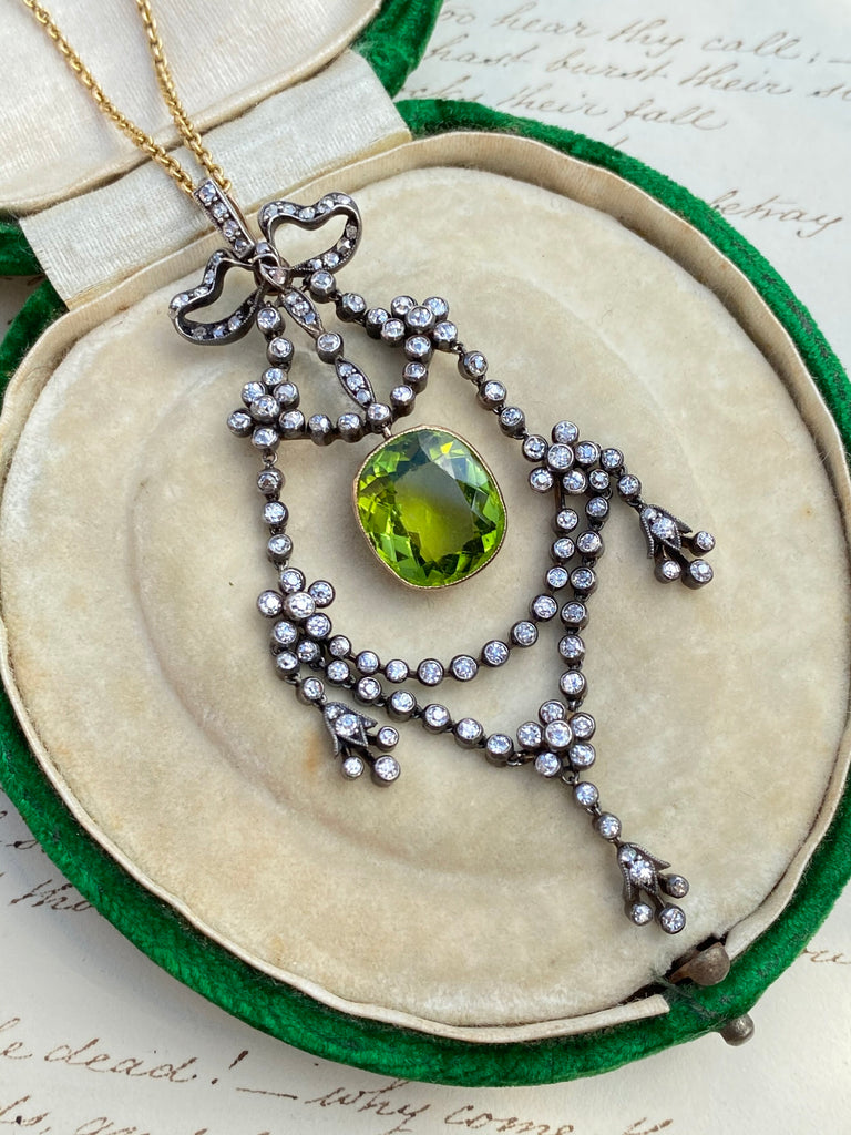 Signature Collection Genuine Peridot & Diamond Necklace EL893134 - Emerald  Lady Jewelry