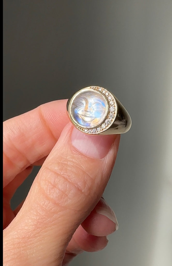 Man in the moon carved moonstone discount