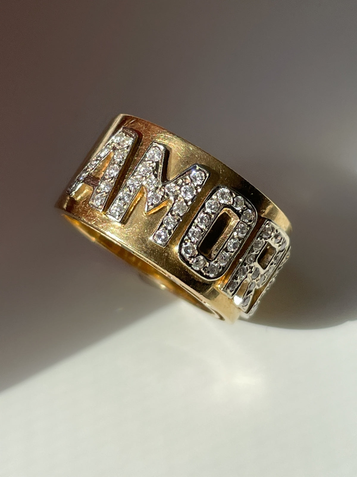Vintage 18K Rose Gold and Diamond AMORE Ring– Park Avenue Antiques