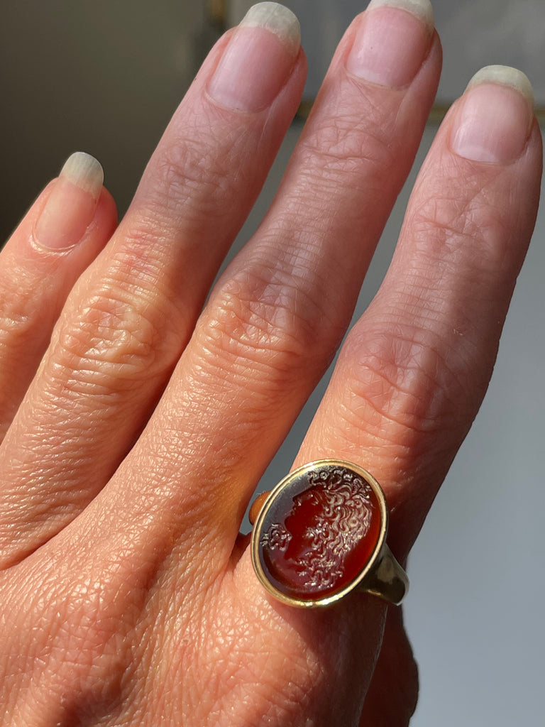Antique 18K TB Starr Medusa Intaglio Ring– Park Avenue Antiques